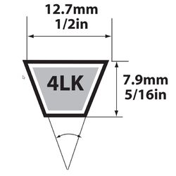 Mitsuboshi Super KB 4LK370 V-Belt 0.5 in. W X 37 in. L For Riding Mowers