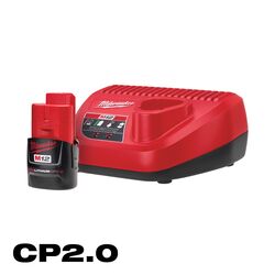 Milwaukee M12 REDLITHIUM CP2.0 12 V Lithium-Ion Battery and Charger 2 pc