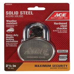 Ace 2-3/16 in. H X 2-1/2 in. W X 1-1/8 inch in. L Steel Double Locking Padlock 1 pk