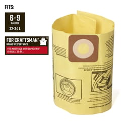 Craftsman 2 in. L X 10 in. W Wet/Dry Vac Filter Bag 6-9 gal 2 pc