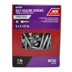Ace No. 9 S X 2-1/2 in. L Hex Washer Head Self-Sealing Screws 1 lb