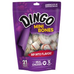Dingo Small Adult Rawhide Bone Beef 2.5 in. L 21 pk