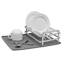 Ta Da 8-9/16 in. L X 13-3/16 in. W X 5.13 in. H Gray Aluminum/Silicone Dish Rack/Mat Set