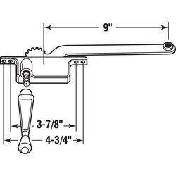 Prime-Line Silver Steel Right Single-Arm Casement Square Type Window Operator For Steel Framed Windo