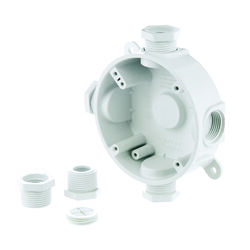 Taymac 4.27 in. Round Plastic 1 gang Outlet Box White