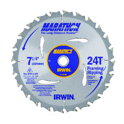 Irwin Marathon 7-1/4 in. D X 5/8 in. S Carbide Circular Saw Blade 24 teeth 1 pk