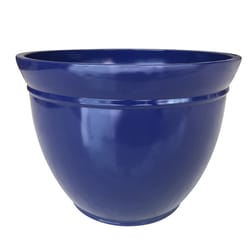 Southern Patio Kittredge 11.02 in. H X 15 in. W Resin Planter Blue