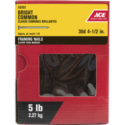 Ace 30D 4-1/2 in. Box Bright Steel Nail Flat 5 lb