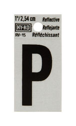 Hy-Ko 1 in. Reflective Black Vinyl Self-Adhesive Letter P 1 pc