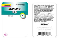 Jandorf 6 Ga. Insulated Wire Terminal Ring Blue 2 pk