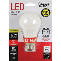 Feit Electric acre 12-Volt A19 E26 (Medium) LED Bulb Warm White 60 Watt Equivalence 1 pk
