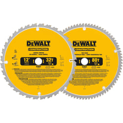 DeWalt 12 in. D X 1 in. S Carbide Circular Saw Blade 32, 80 teeth 2 pk