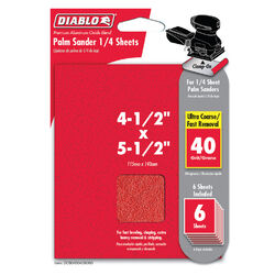 Diablo 2 M L X 4-1/2 in. W 40 Grit Aluminum Oxide 1/4 Sheet Sandpaper 6 pk
