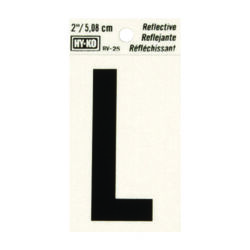 Hy-Ko 2 in. Reflective Black Vinyl Self-Adhesive Letter L 1 pc