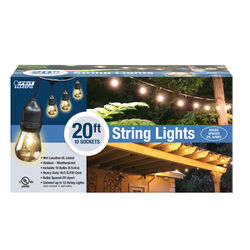 FEIT Electric Incandescent String Light Set Clear 20 ft. 10 lights