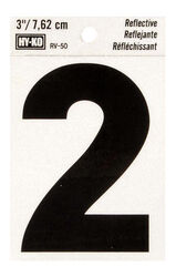 Hy-Ko 3 in. Reflective Black Vinyl Self-Adhesive Number 2 1 pc