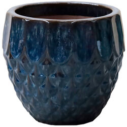 Marshall Pottery Deroma 10.44 in. H X 11.82 in. D Ceramic Bassac Flower Pot Blue