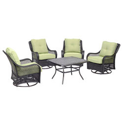 Hanover Orleans 5 pc Chocolate Brown Steel Woven Chat Set Avocado Green