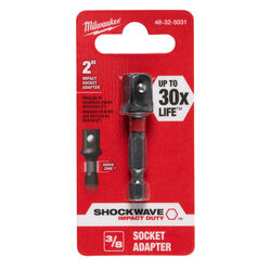 Milwaukee SHOCKWAVE Square 3/8 in. S X 2 in. L Impact Duty Screwdriver Socket Adapter Steel 1 pc