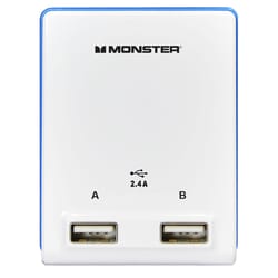 Monster Just Power It Up Adapter 2 outlets Wall Tap Surge Protection 1 pk