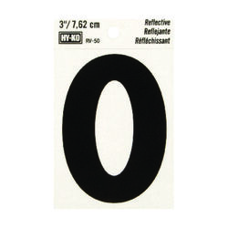 Hy-Ko 3 in. Reflective Black Vinyl Self-Adhesive Letter O 1 pc