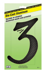 Hy-Ko 4-1/2 in. Black Aluminum Nail-On Number 3 1 pc