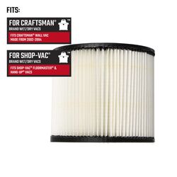 Craftsman 6 in. L X 6 in. W X 5-5/8 in. D Wall Vac Filter 1 pc