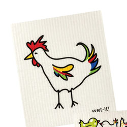 Wet-it Multicolored Cellulose/Cotton Rooster Dish Cloth 1 pk