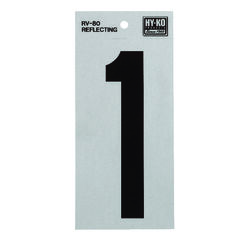 Hy-Ko 6 in. Reflective Black Vinyl Self-Adhesive Number 1 1 pc