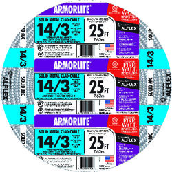 Southwire Armorlite 25 ft. 14/3 Solid Aluminum Armored MC Cable