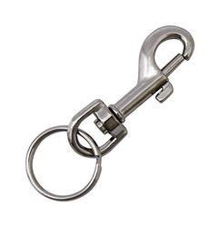 Hy-Ko 2GO 7/8 in. D Steel Silver Bolt Snap with Split Ring Key Ring