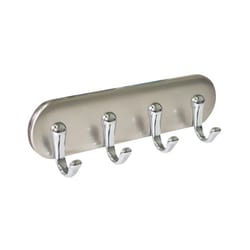InterDesign 7 in. L Brushed Silver Stainless Steel Small 4-Hook Key Rack 1 pk