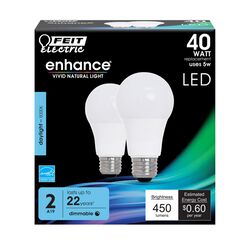 Feit Electric acre Enhance A19 E26 (Medium) LED Bulb Daylight 40 Watt Equivalence 2 pk