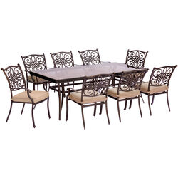 Hanover Traditions 9 pc Bronze Aluminum Traditional Dining Set Tan