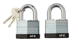 Ace 1-1/2 in. H X 2 in. W X 1-1/16 in. L Steel Double Locking Padlock 2 pk Keyed Alike