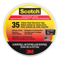 Scotch 3/4 in. W X 66 in. L Yellow Vinyl Electrical Tape