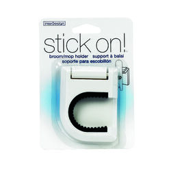 InterDesign Stick On 3-1/2 in. H X 2-1/2 in. W White Broom/Mop Holder