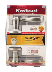 Kwikset SmartKey Tustin Satin Nickel Entry Lockset ANSI/BHMA Grade 2 KW1 1-3/4 in.