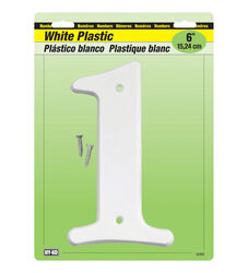 Hy-Ko 6 in. White Plastic Screw-On Number 1 1 pc