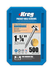 Kreg No. 7 S X 1-1/4 in. L Square Zinc-Plated Pocket-Hole Screw 500 pk