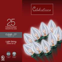 Celebrations Incandescent C7 Clear/Warm White 25 ct String Christmas Lights 25 ft.