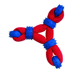 Chomper Blue/Red Tuff Nylon Triangle with Rubber Rings Nylon/Rubber Dog Toy Large