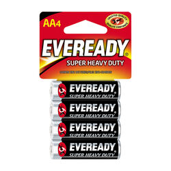Eveready Super Heavy Duty AA Zinc Carbon Batteries 4 pk Carded