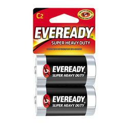 Eveready Super Heavy Duty C Zinc Carbon Batteries 2 pk Carded