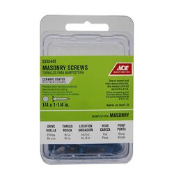 Ace 3/16 in. S X 2-3/4 in. L Phillips Flat Head Masonry Screws 20 pk