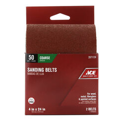 Ace 24 in. L X 4 in. W Aluminum Oxide Sanding Belt 50 Grit Coarse 2 pc