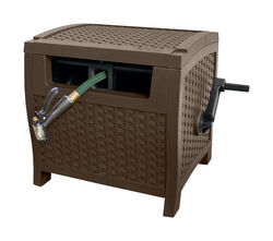 Suncast Smart Tube Hose Hideaway 175 ft. Stationary Hideaway Brown Hose Cabinet