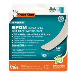Frost King White EPDM Rubber Foam Weather Stripping Tape For Doors and Windows 17 ft. L X 1/8 in.
