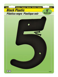 Hy-Ko 6 in. Black Plastic Screw-On Number 5 1 pc