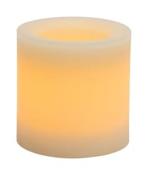 Inglow Butter Cream Vanilla Scent Pillar Candle 4 in. H X 4 in. D